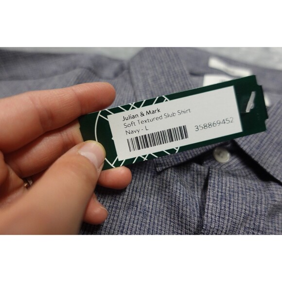 Julian & Mark Men's Size L Navy Blue Soft Textured Slub Shirt NWT - Picture 5 of 8